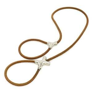 HERMES Herculide Pet Dog Lead with Collar, Brown Leather and Metal